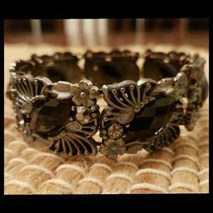 Pretty Vintage Rhinestone & Gem Cuff Bracelet